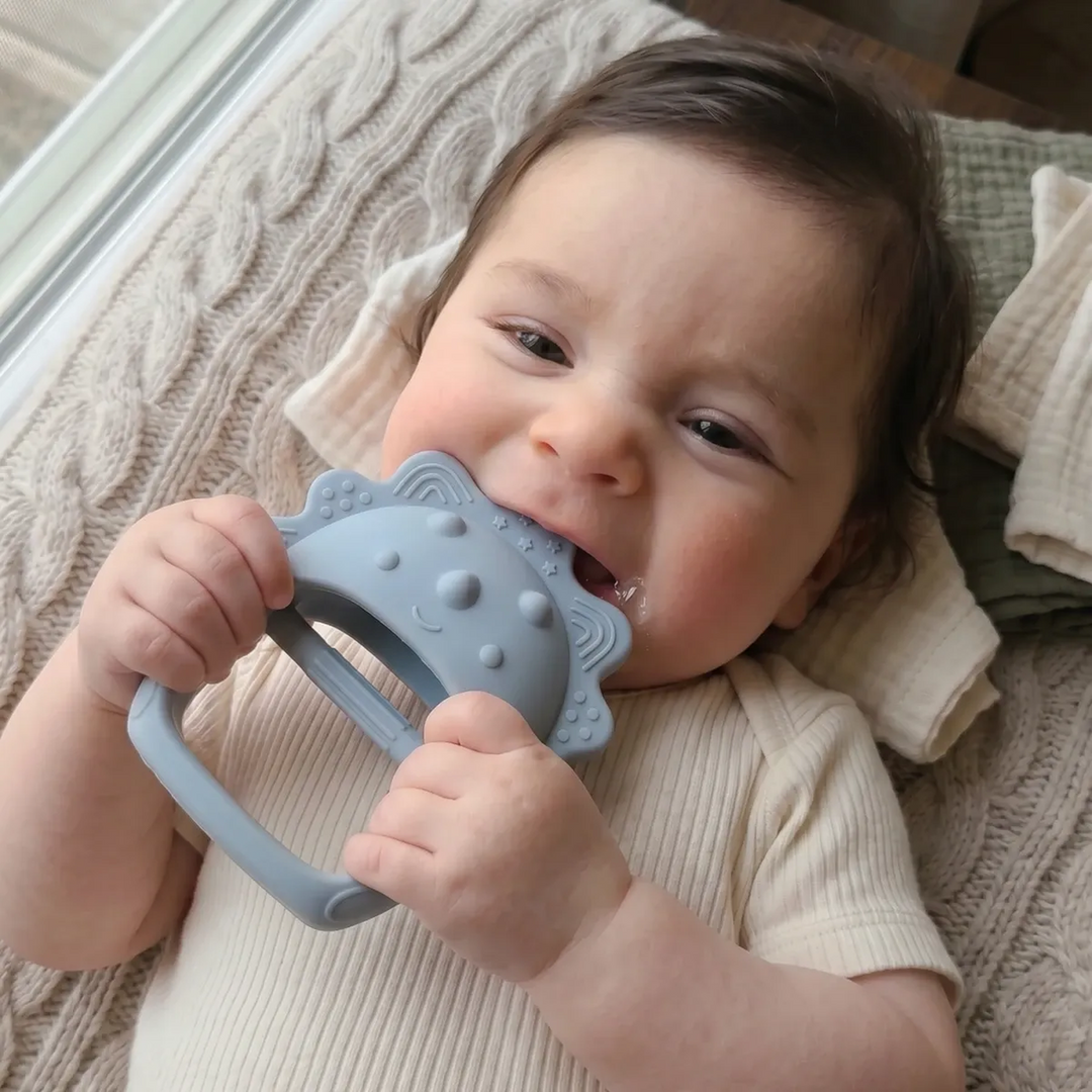 Ababy Silicone Dino Hand Grip Teether Easy Hold Textured Teething Toy 4 Months Plus