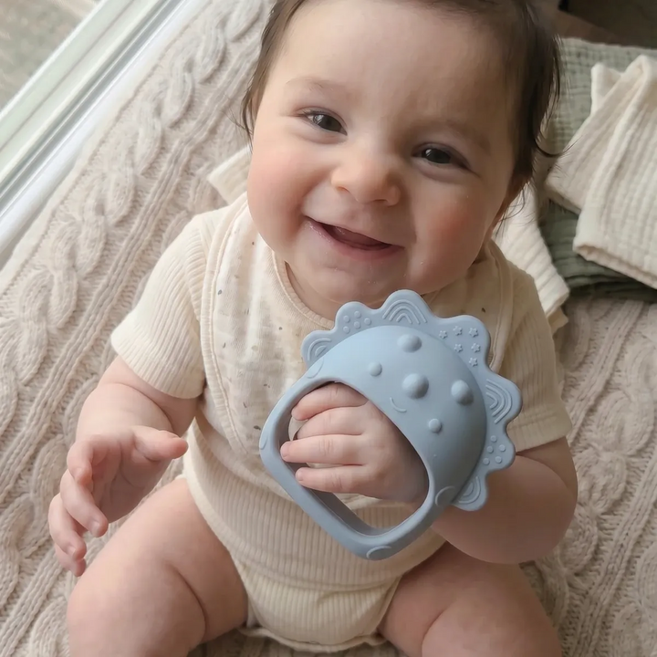Ababy Silicone Dino Hand Grip Teether Easy Hold Textured Teething Toy 4 Months Plus