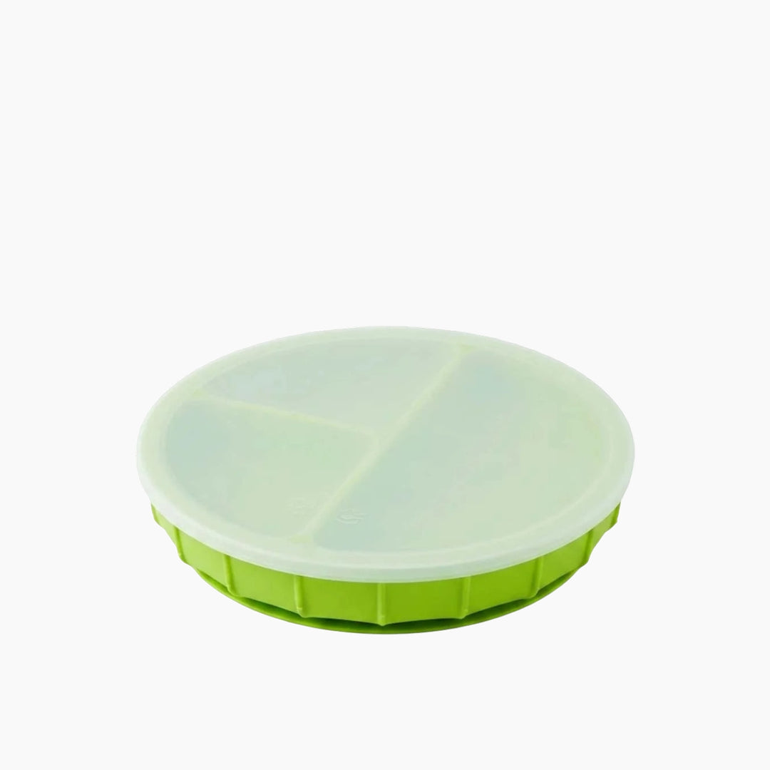 Ababy Silicone Suction Plate With Transparent Lid Three Divided Sections For Baby Feeding