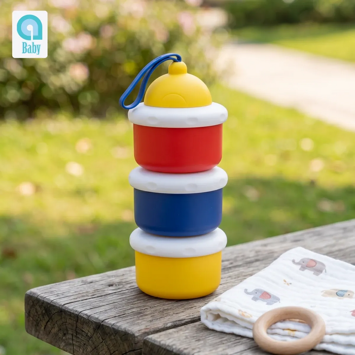 Ababy Three Layer Milk Powder Container Stackable Formula Compartments With Pouring Outlets And Carry Handle