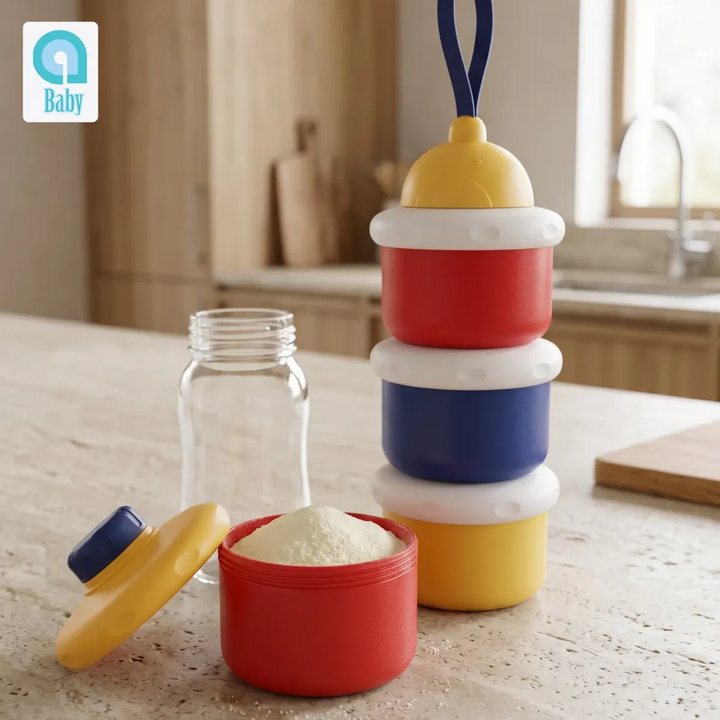 Ababy Three Layer Milk Powder Container Stackable Formula Compartments With Pouring Outlets And Carry Handle