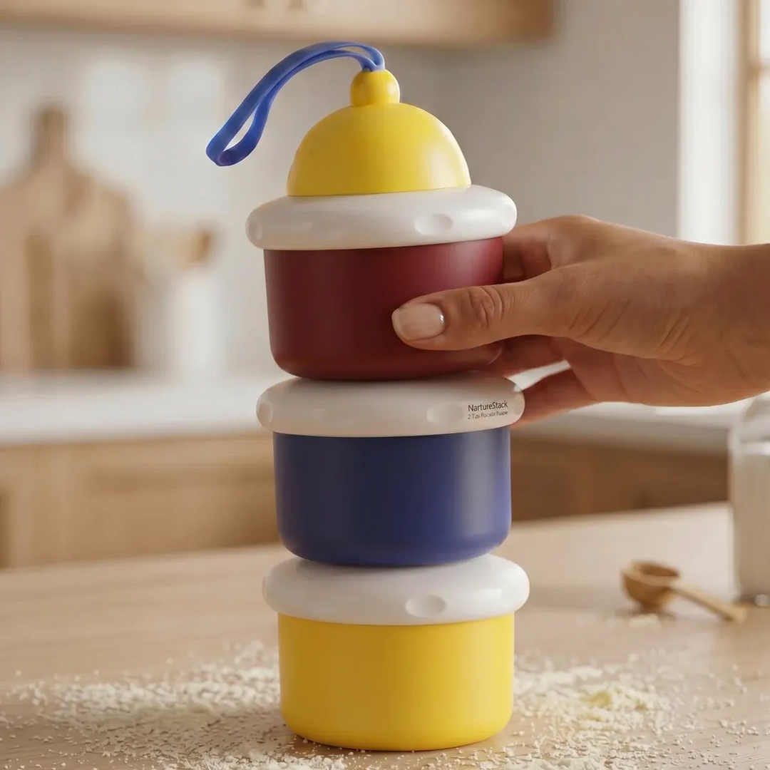 Ababy Three Layer Milk Powder Container Stackable Formula Compartments With Pouring Outlets And Carry Handle