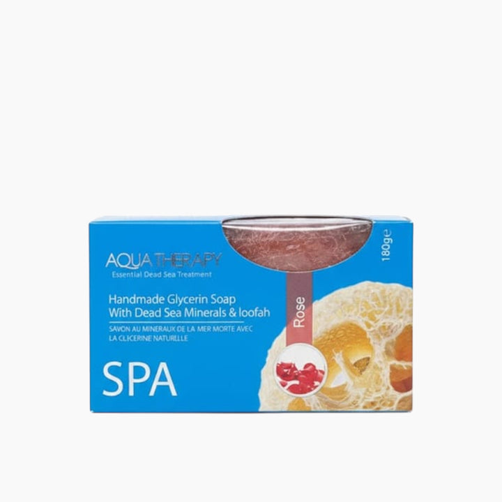 Aqua Therapy handmade rose glycerin soap with loofah