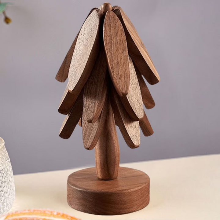 ARMN 3-Piece Wooden Coaster Set with Stand