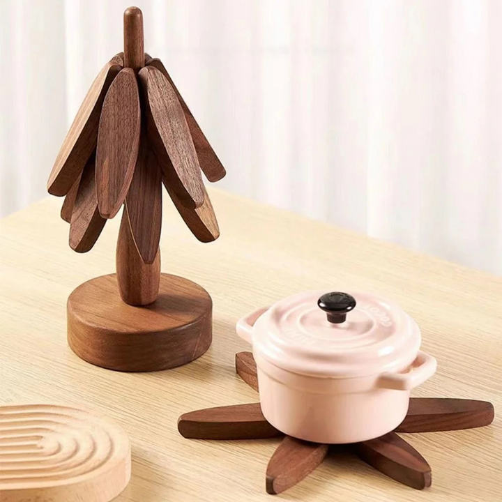 ARMN 3-Piece Wooden Coaster Set with Stand