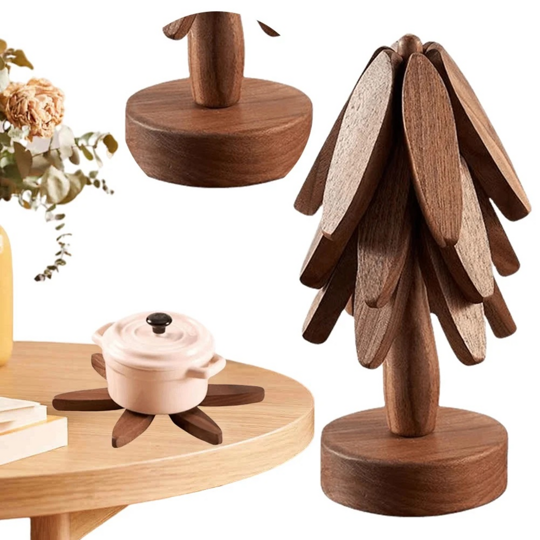 ARMN 3-Piece Wooden Coaster Set with Stand