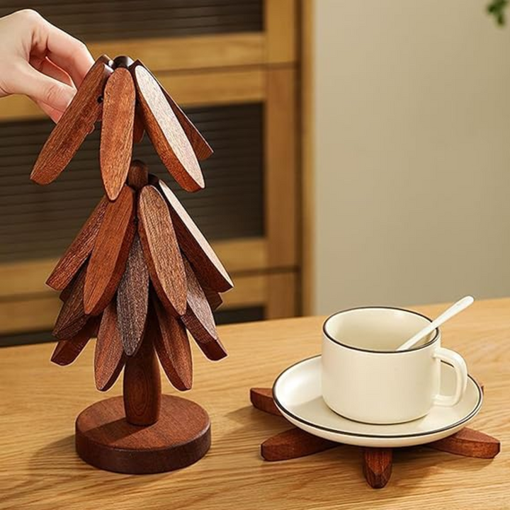 ARMN 3-Piece Wooden Coaster Set with Stand