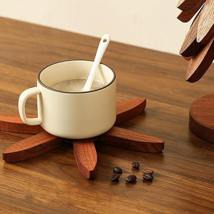 ARMN 3-Piece Wooden Coaster Set with Stand