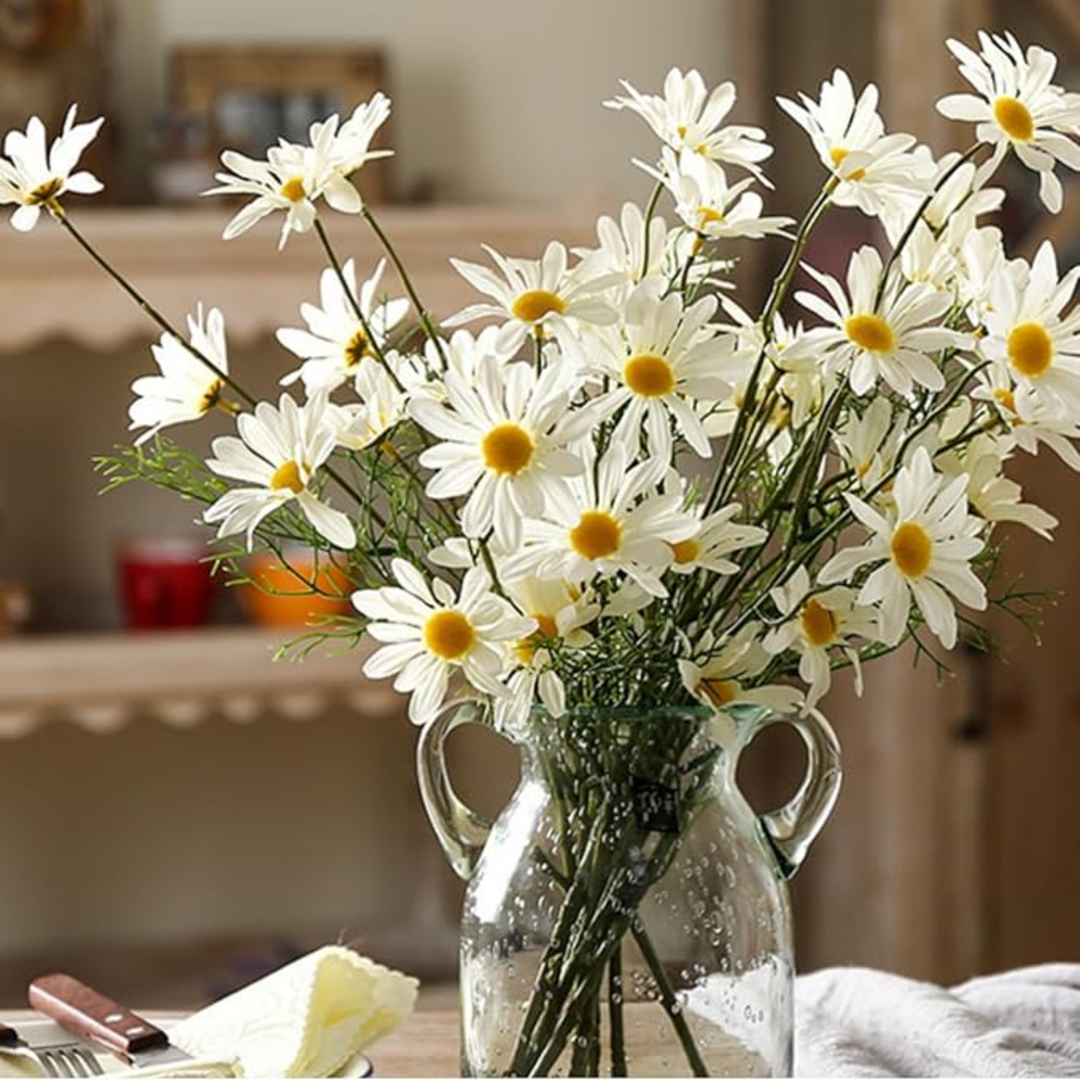 ARMN Evergreen Five Artificial Chrysanthemum Flowers