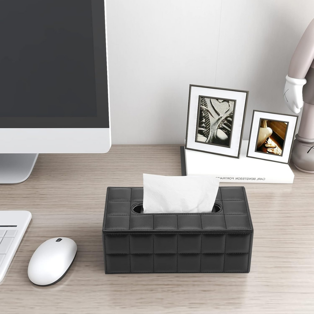 ARMN Nautical Leather Tissue Box - Black