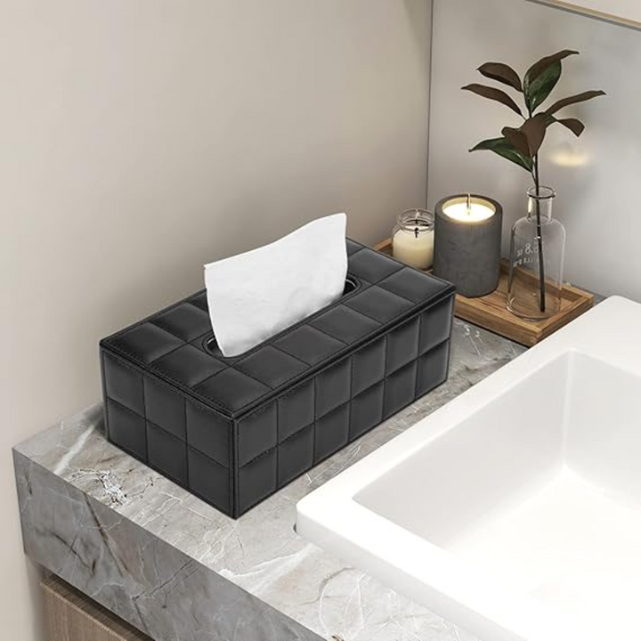 ARMN Nautical Leather Tissue Box - Black
