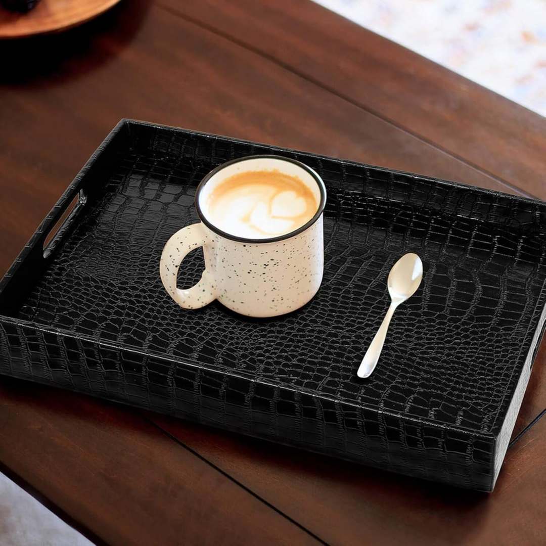ARMN Nautical Leather Tray - 5.5 cm Black
