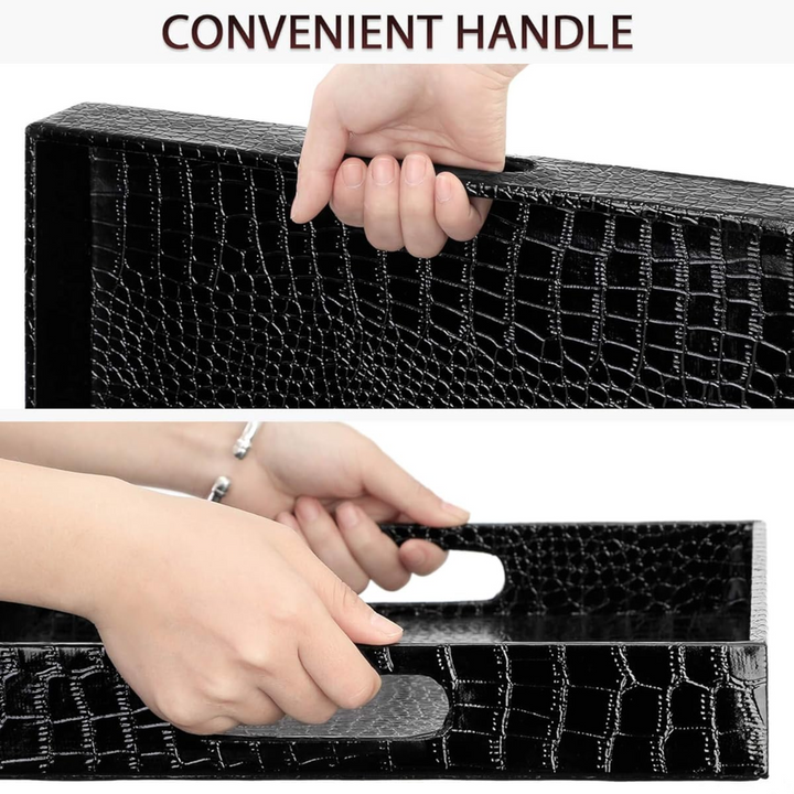 ARMN Nautical Leather Tray - 5.5 cm Black