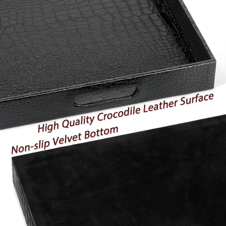 ARMN Nautical Leather Tray - 5.5 cm Black