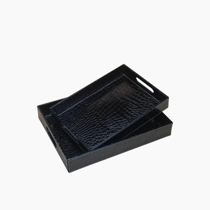 ARMN Nautical Leather Tray - 5.5 cm Black