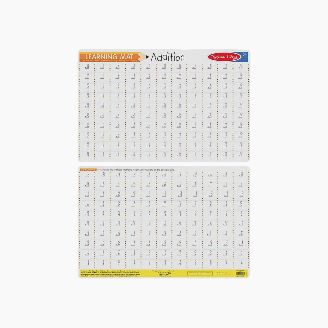 Melissa &amp; Doug addition write-a-mat educational toy for interactive play