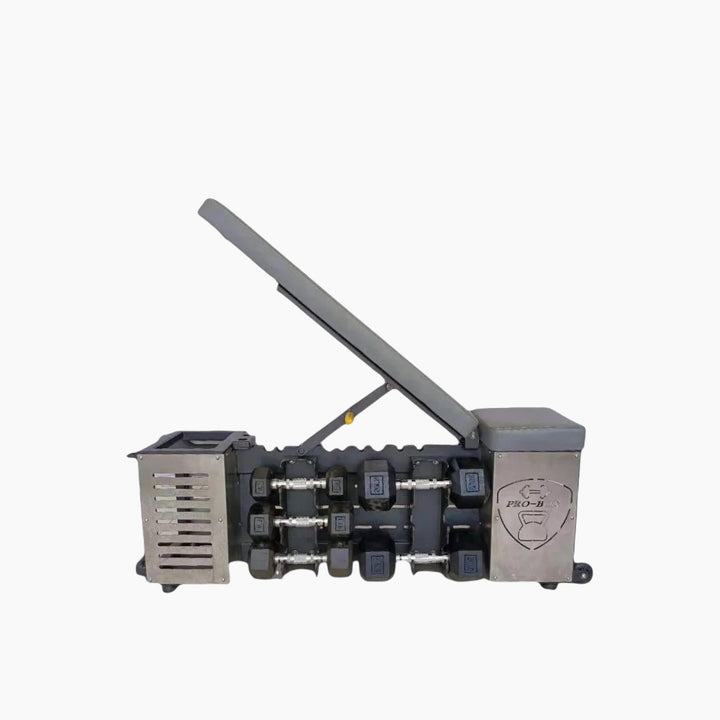 Adjustable fitness bench with integrated storage and wheels