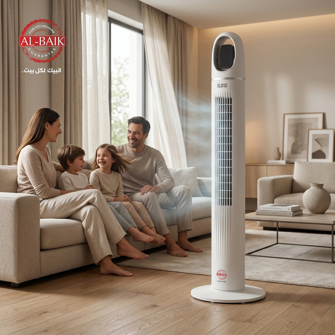 Al-Beik Vertical Fan, 45W, White