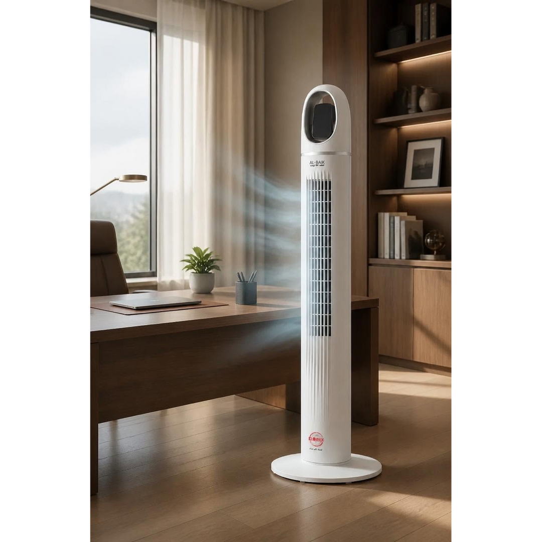Al-Beik Vertical Fan, 45W, White