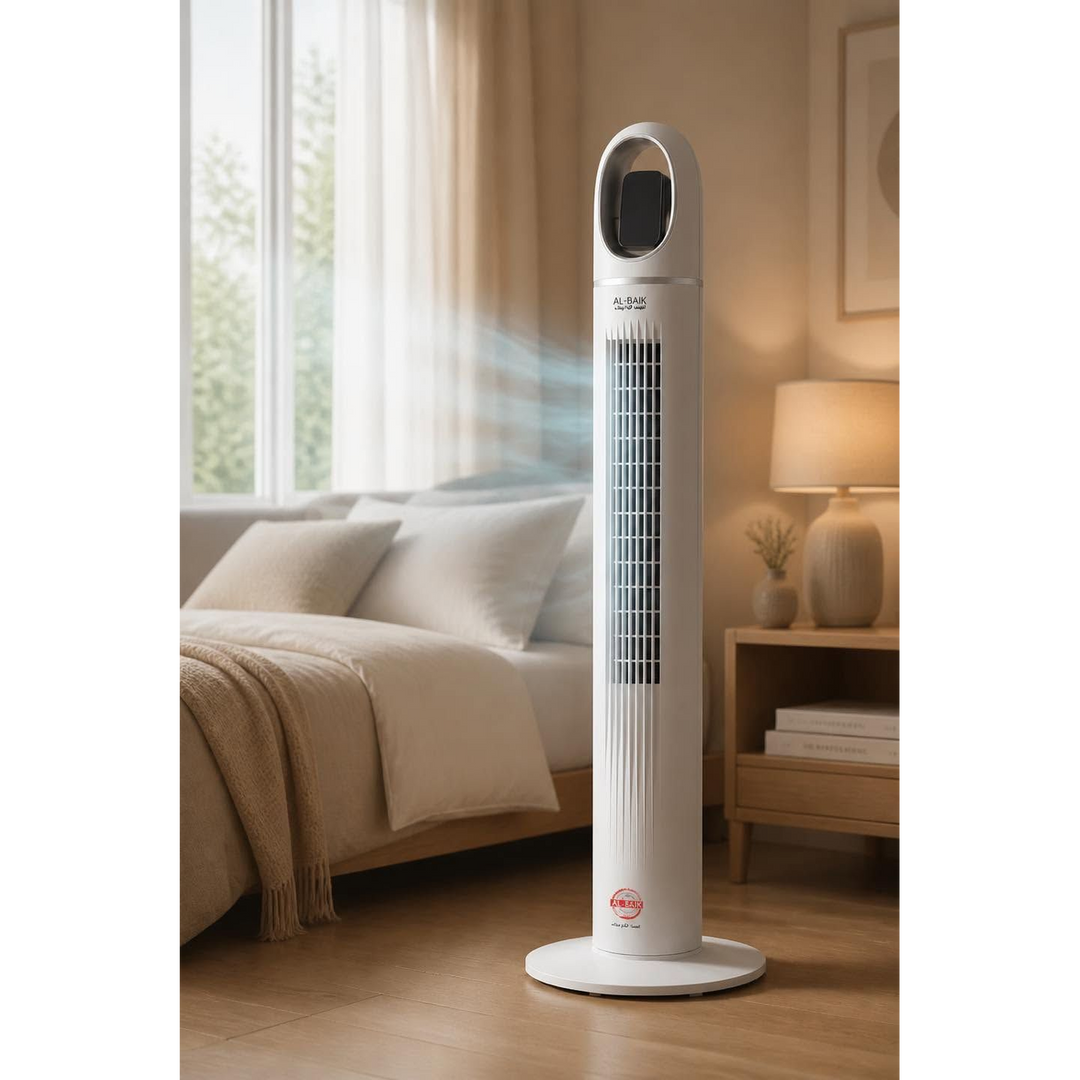 Al-Beik Vertical Fan, 45W, White