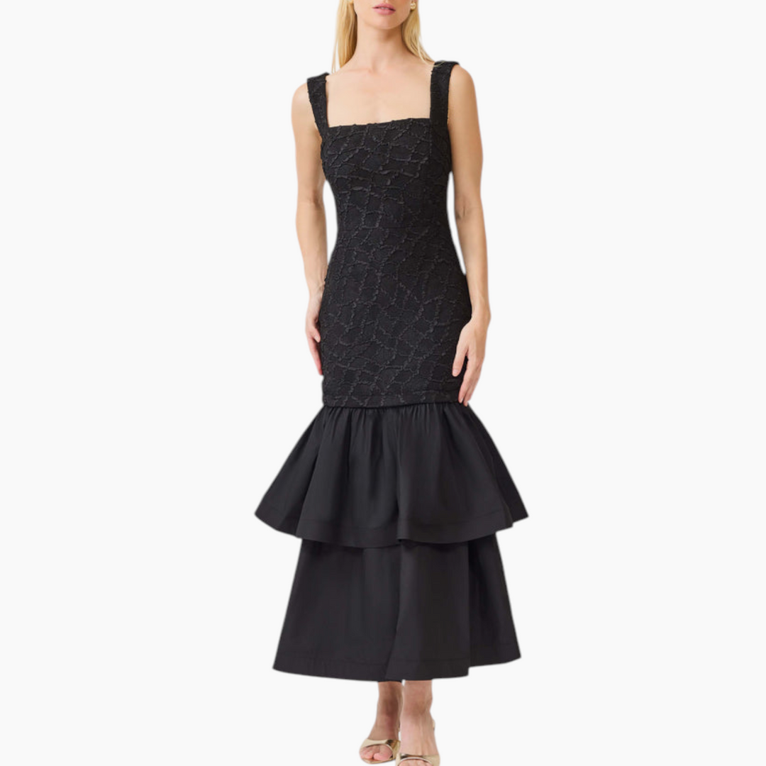 Elliatt Alexandra Tiered Gown in Black