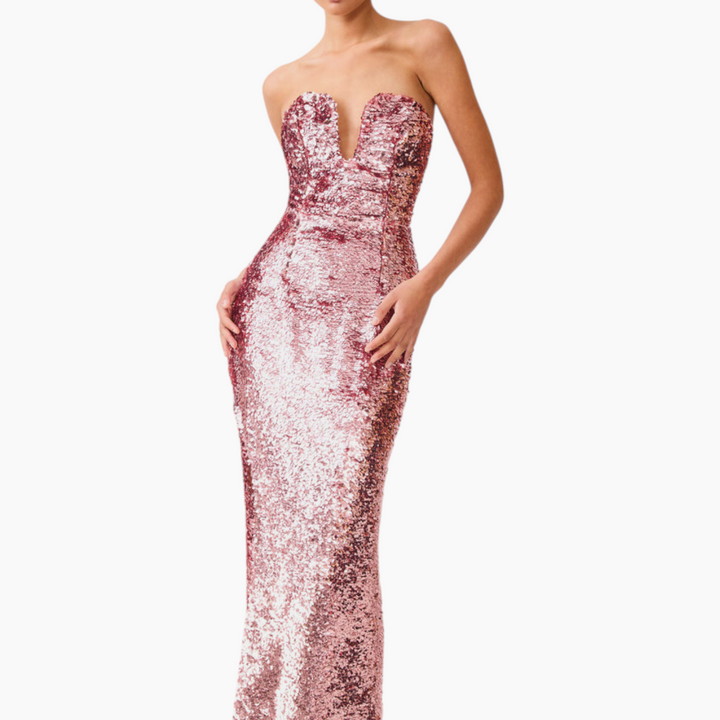 Elliatt Alissa Sequin Strapless Gown in Pink