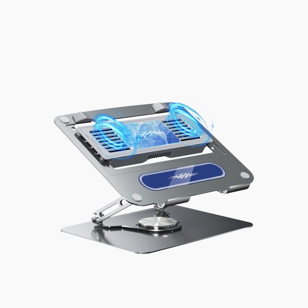 Alloy foldable laptop cooling stand with built-in fan