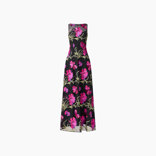 Elliatt Amaya Gown in Black & Pink Floral
