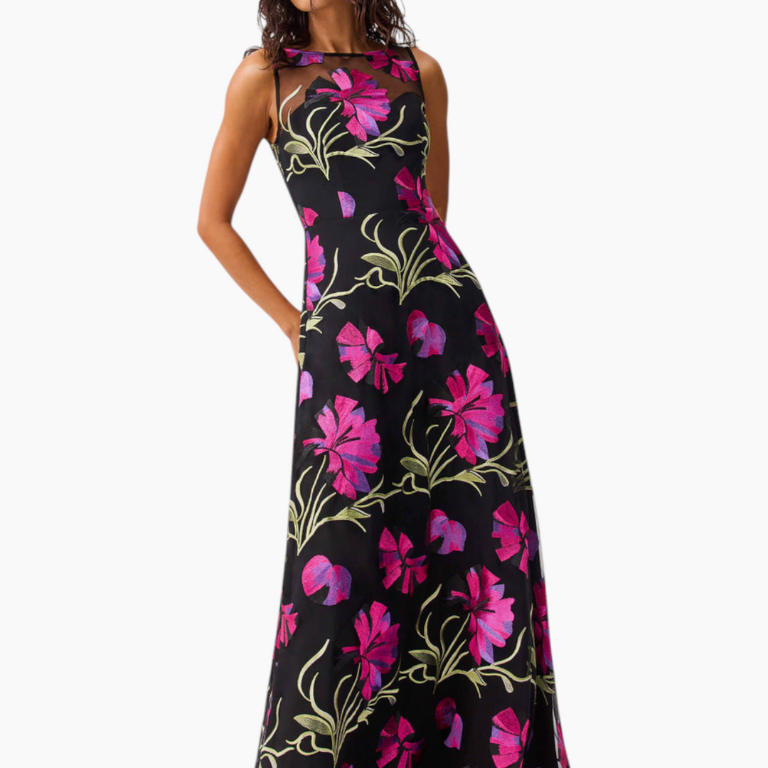 Elliatt Amaya Gown in Black &amp; Pink Floral