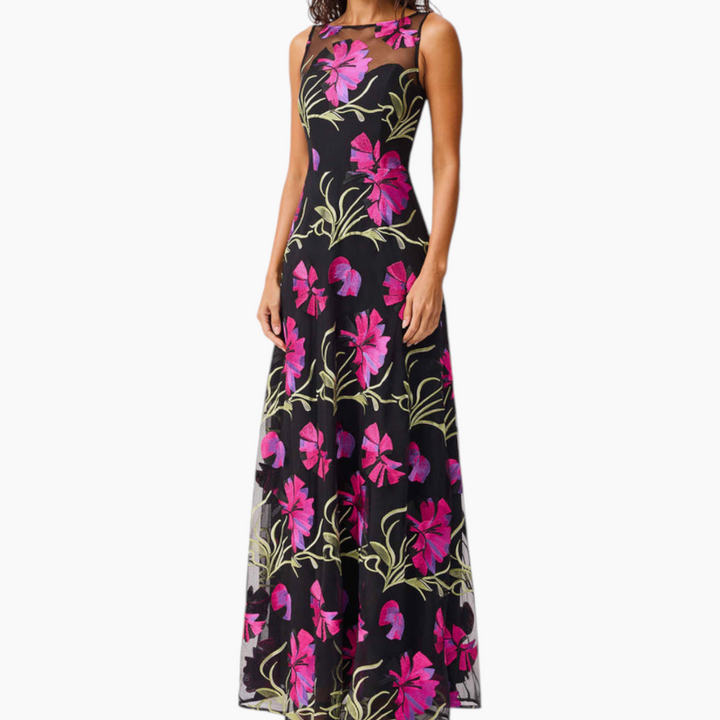 Elliatt Amaya Gown in Black &amp; Pink Floral