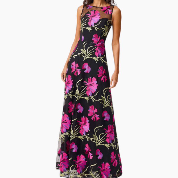 Elliatt Amaya Gown in Black &amp; Pink Floral