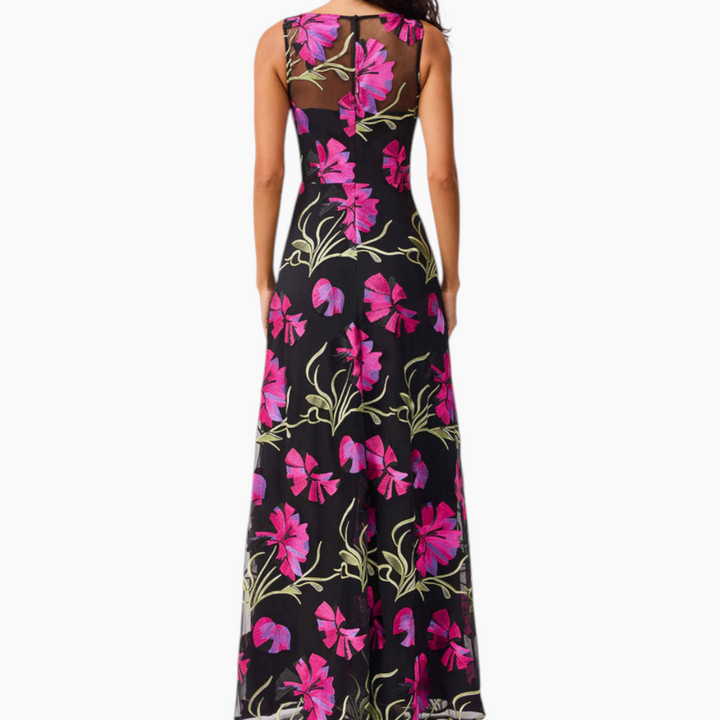 Elliatt Amaya Gown in Black &amp; Pink Floral