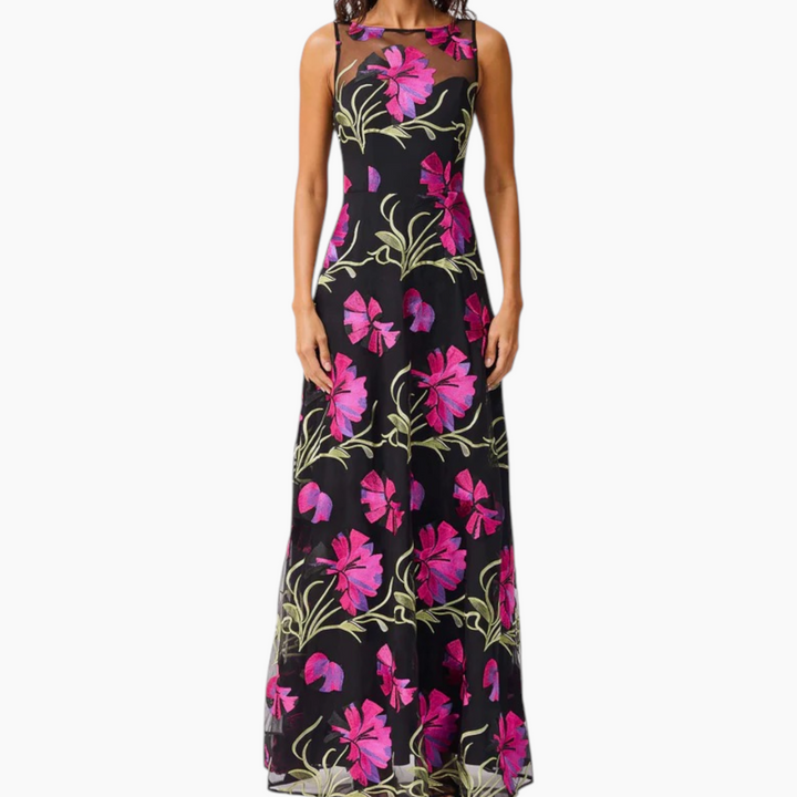Elliatt Amaya Gown in Black &amp; Pink Floral