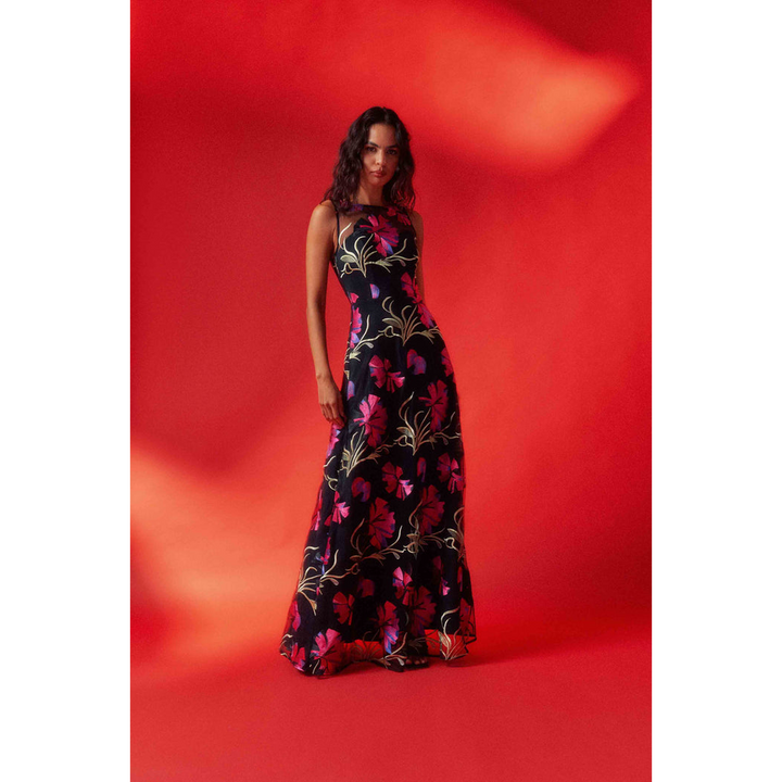 Elliatt Amaya Gown in Black &amp; Pink Floral