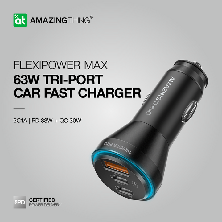 شاحن سيارة Amazing Things Flexipower 63W