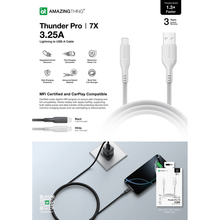 Amazing Things Thunder Pro i7X USB-A to Lightning Cable 2.1m