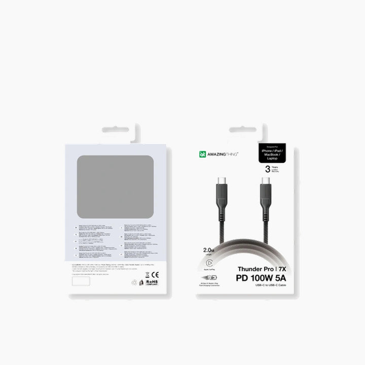 Amazing Things Amazing Thing - كابل Thunder Pro I 7X بمنفذ Usb-C إلى Usb-C بقوة 100 واط وطول 2 متر