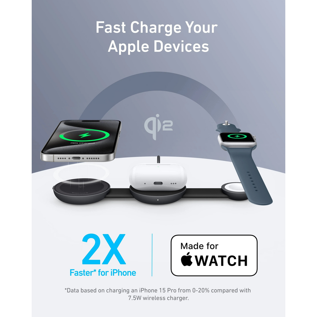 Anker MagGo 3-in-1 foldable wireless charger with 15W power output