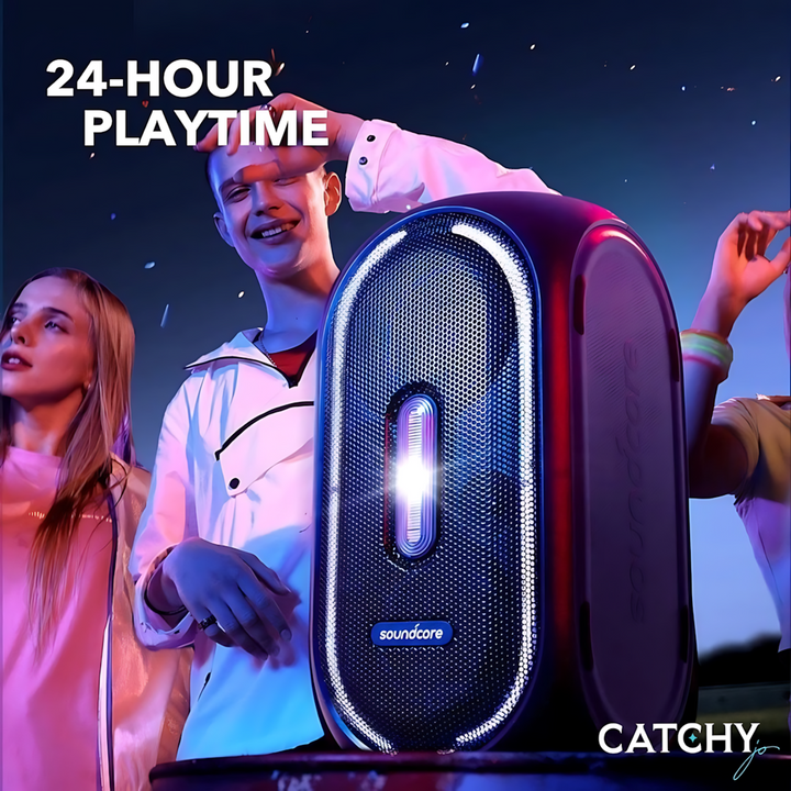 Anker Soundcore Rave+ speaker with flashing strobe light