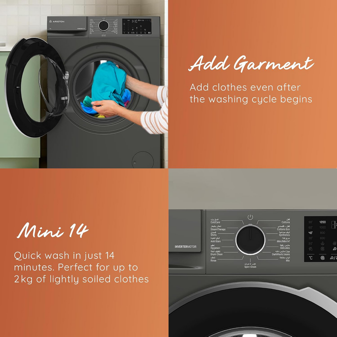 Ariston Washing Machine 1200 RPM A+++ Manhattan Grey