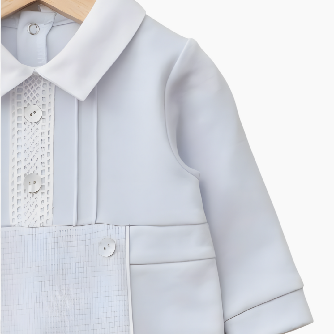 Mymio baby blue romper, size 6-9 months
