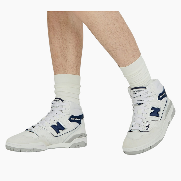 New Balance White Navy