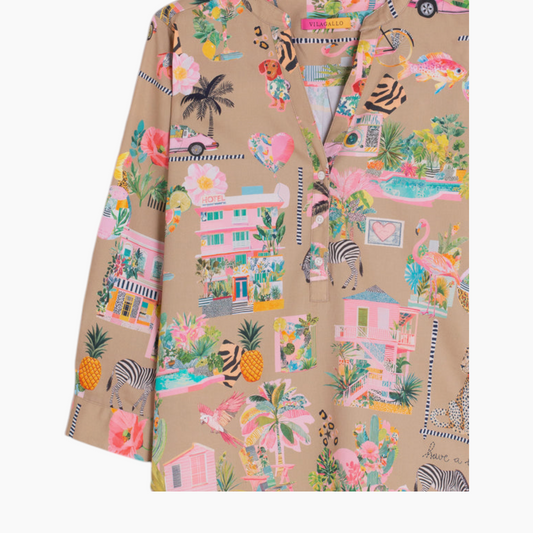 Vilagallo Beige California Print Shirt