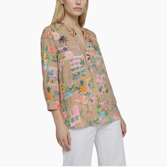 Vilagallo Beige California Print Shirt