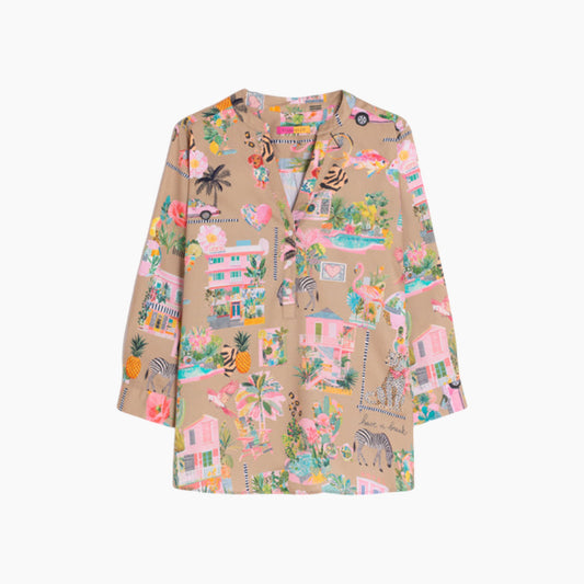 Vilagallo Beige California Print Shirt
