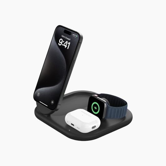 شاحن لاسلكي مغناطيسي قابل للطي 3 في 1 من Belkin مع Qi2 (15 واط)