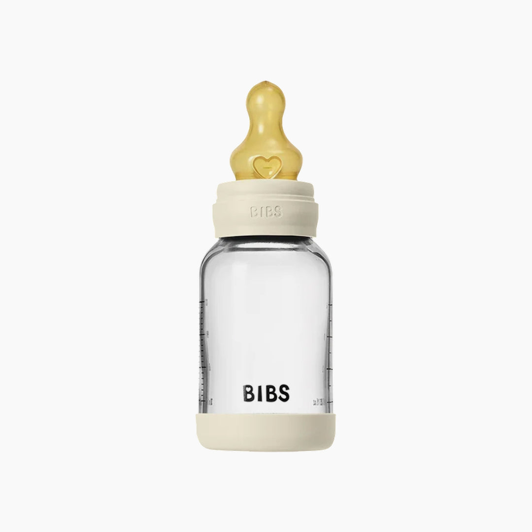 Bibs Glass Bottle Round LaTeX Slow Flow - 120ML Ivory