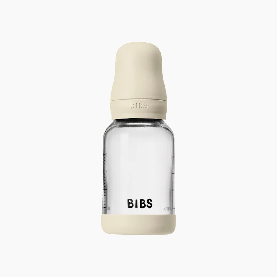 Bibs Glass Bottle Round LaTeX Slow Flow - 120ML Ivory