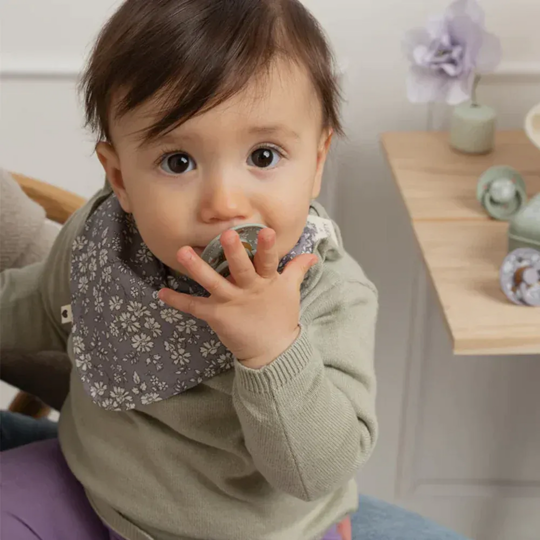 Bibs X Liberty bandana bib in Capel Fossil Grey