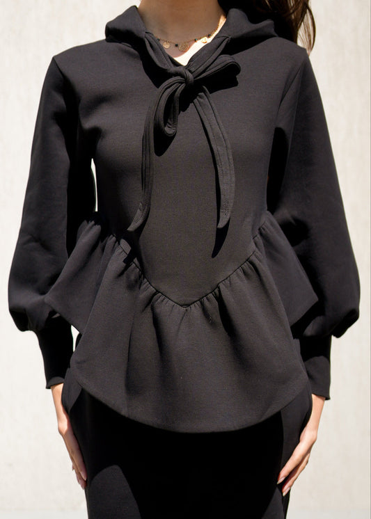 Ink Martini BLACK TO BASICS HOODED PULLOVER